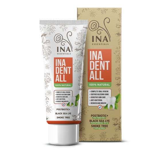Naravna Zobna Pasta brez Fluoridov z Divjim Rujem, Črnomorskim Mineralnim Izvlečekom in Postbiotikom - Ina Dent-All