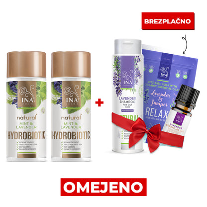 Kupite 2 izdelka Sivkin Hydrobiotic in prejmite šampon z vonjem sivke, eterično olje ter soli za kopel brezplačno