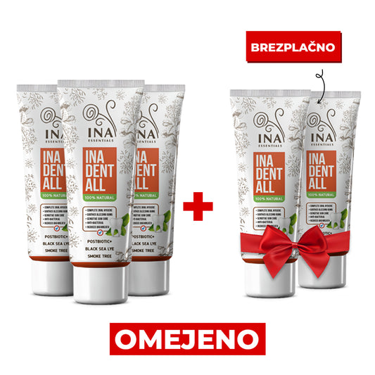 Kupite 3 Ina Dent-All zobni pasti, prejmite 2 Naravni Zobni Pasti Brezplačno