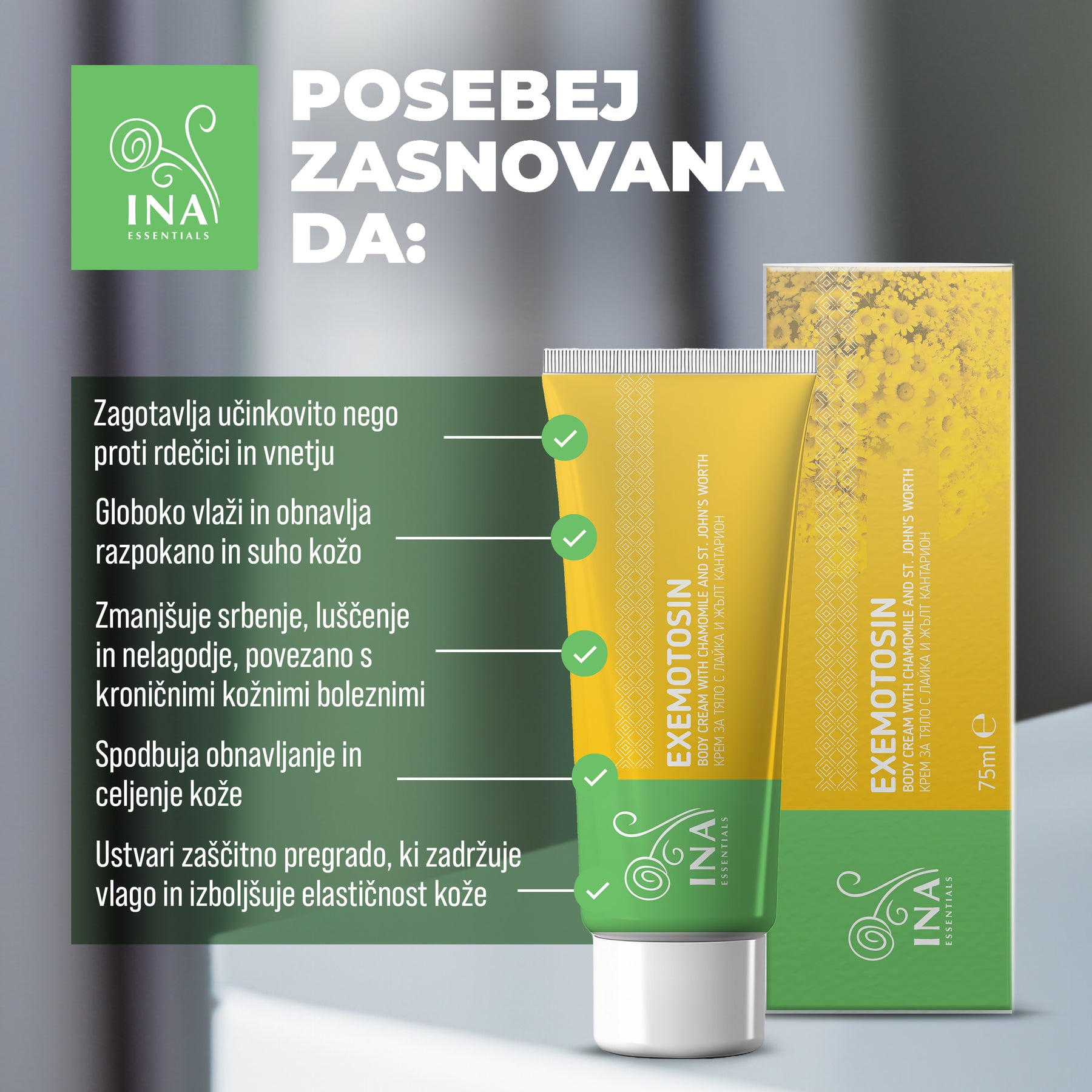 Krema za Luskavico, Ekceme in Razdraženo kožo - s šentjanževko, kamilico in propolisom